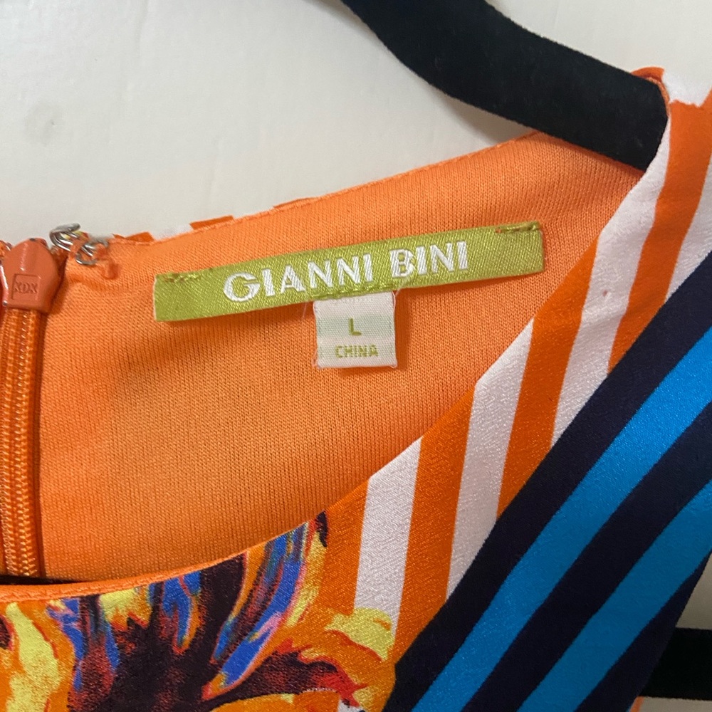 Gianni Bini Orange Floral Maxi Dress with Purple & Blue Accents - Picture 3 of 4